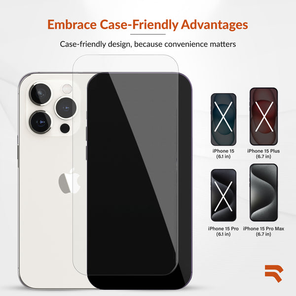 Roocase ROOCASE 3-Pack Glass Screen Protector For Apple IPhone 15 Pro Max Include Easy Install Frame
