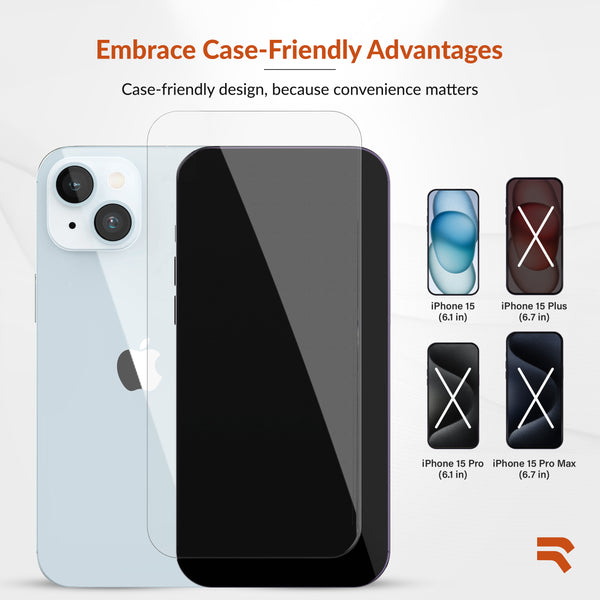 Roocase ROOCASE 3-Pack Glass Screen Protector For Apple IPhone 15 Include Easy Install Frame