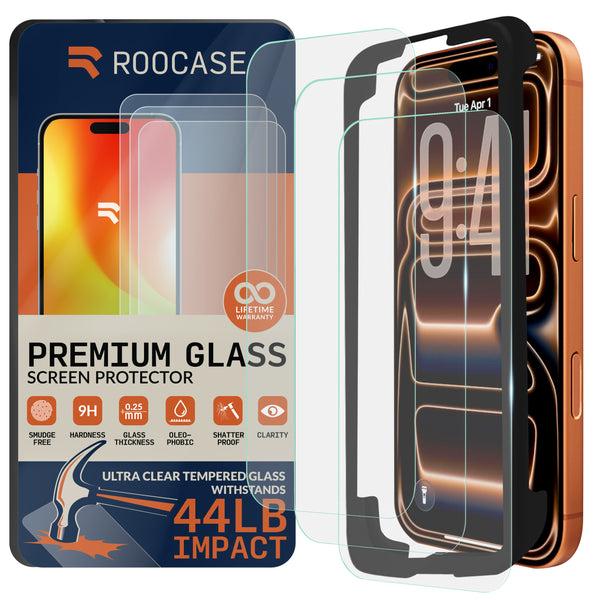roocase ROOCASE 3-Pack Glass Screen Protector for Apple iPhone 17 Pro Include Easy Install Frame