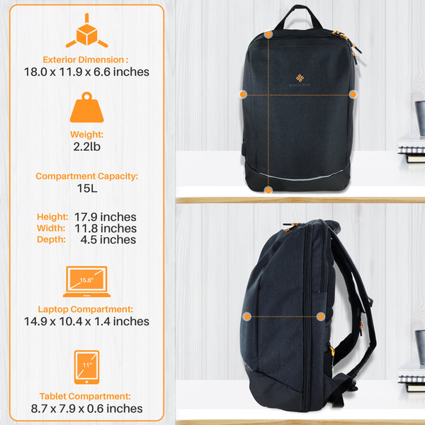 Roocase Roocase Balboa Backpack For 15.6 Laptop And Tablet - Daily Carrying Backpack - Black