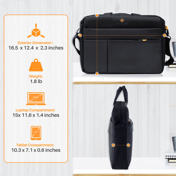 Roocase Roocase Normandie Messenger Bag For 15.6 Laptop And Tablet - Carrying Shoulder Bag - Black