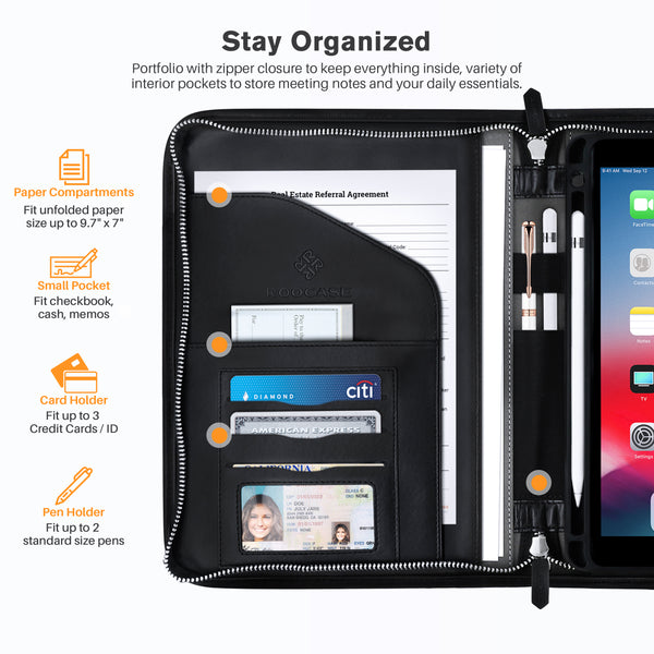 Roocase Roocase Wilshire Case For IPad Air (3rd Gen) 10.5 / IPad Pro 10.5 - Executive Portfolio Case - Detachable Magnetic Case - Organizer - Black