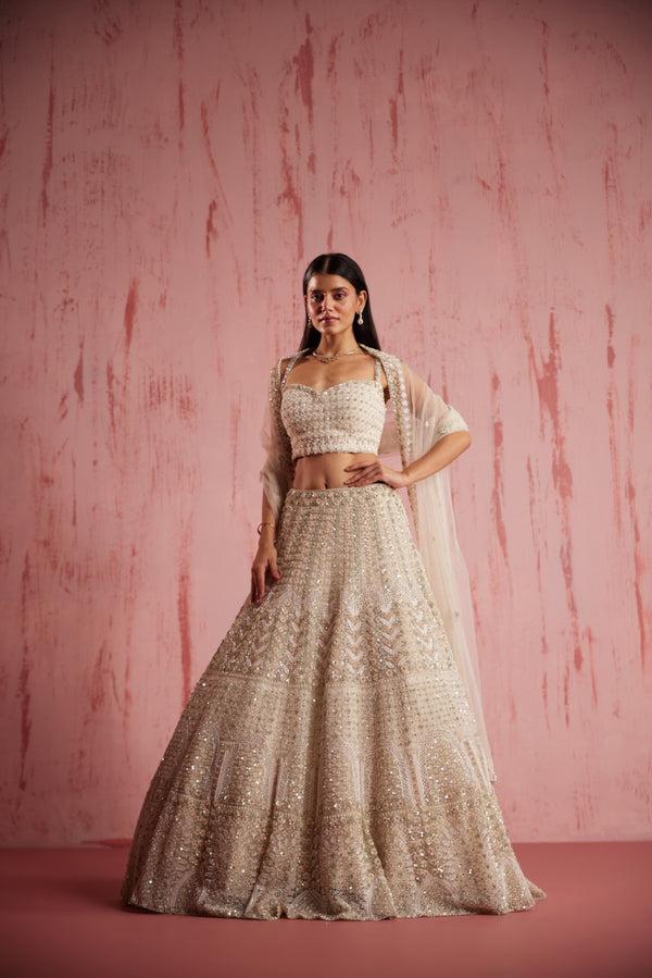 roqa Abida Abida Ivory Lehenga Set
