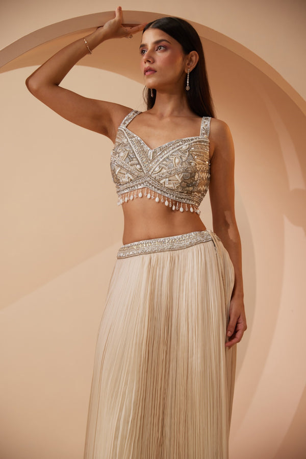 Roqa Abida Abida Off White Lehenga Set