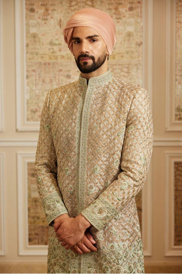 Roqa Afshin Green Sherwani Set