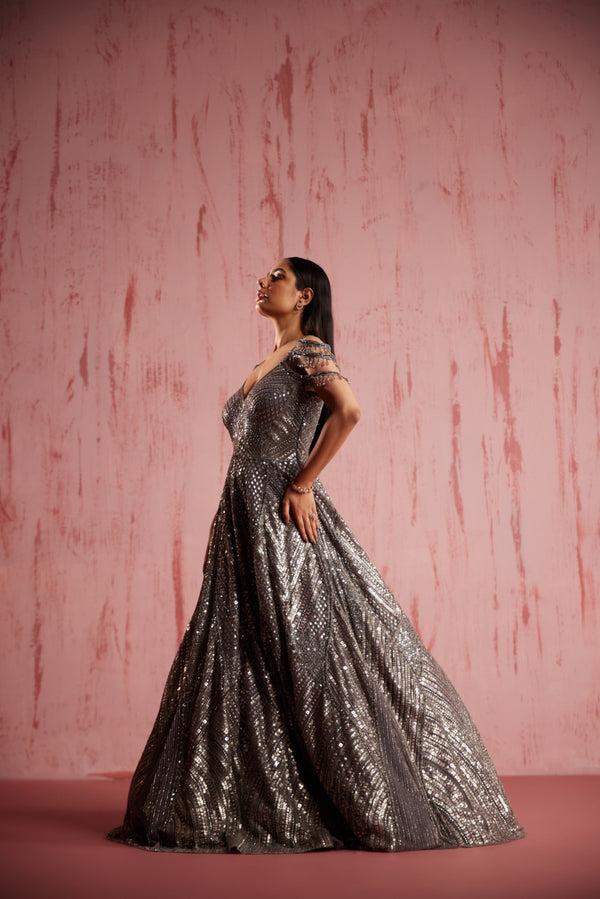 Roqa Amber Amber Silver Gown