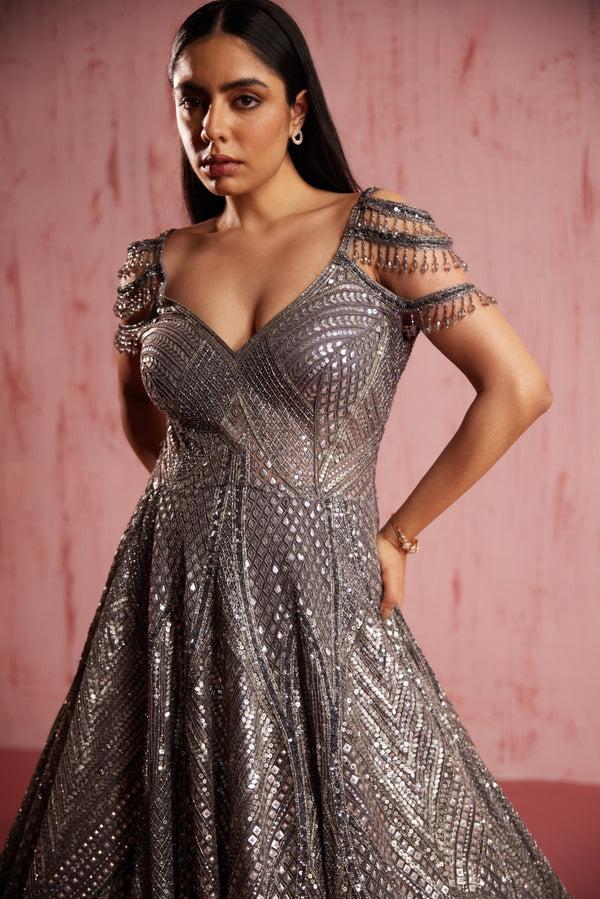 Roqa Amber Amber Silver Gown
