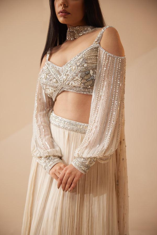 Roqa Cannes Cannes Ivory Lehenga Set