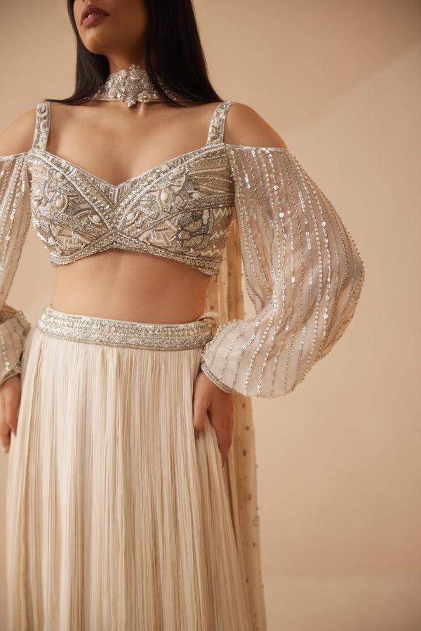 Roqa Cannes Cannes Ivory Lehenga Set