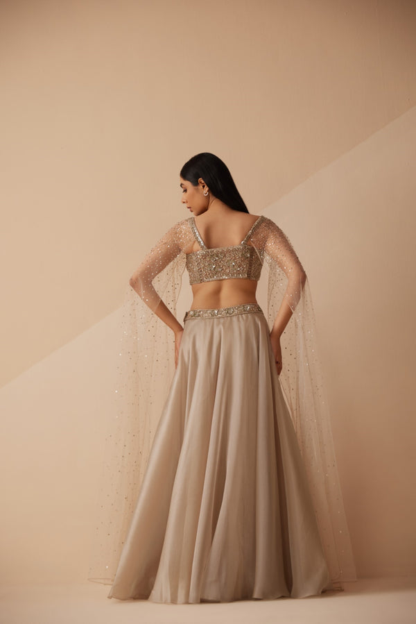 Roqa Dahlia Dahlia Grey Lehenga Set