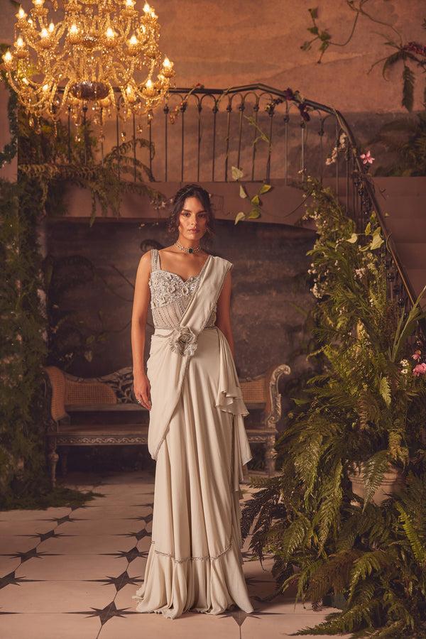 roqa Dusk Dusk draped gown saree