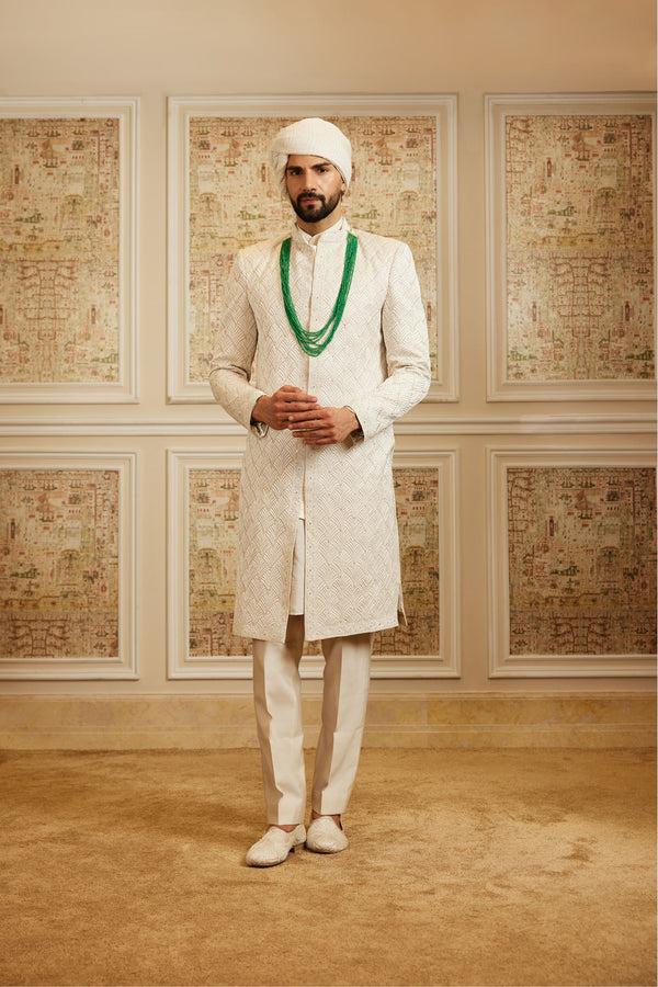 roqa Farzaan Ivory sherwani set