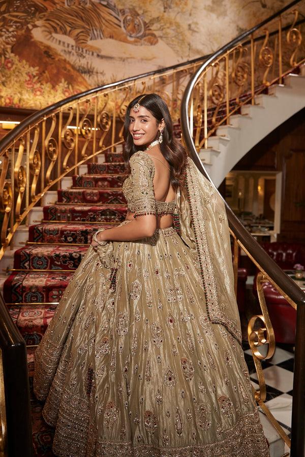 Roqa Firdous Firdous Gold Lehenga Set