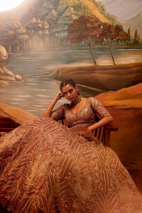 roqa Geometric Pink Lehenga Set