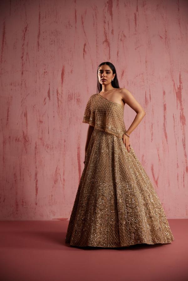 roqa Grace Grace Gold Lehenga Set