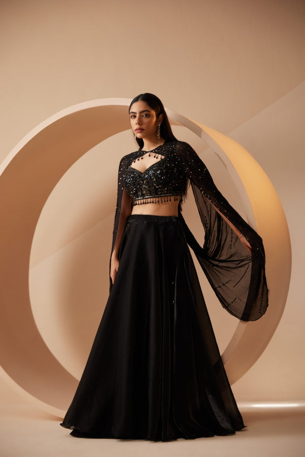roqa Jadyn Jadyn Black Lehenga Set