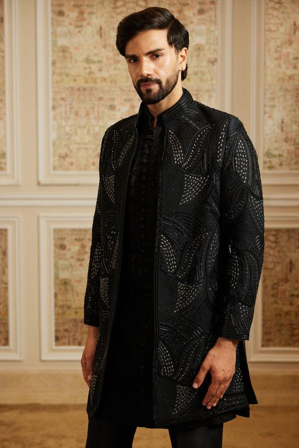 Roqa Kavyan Black Bandhgala Set