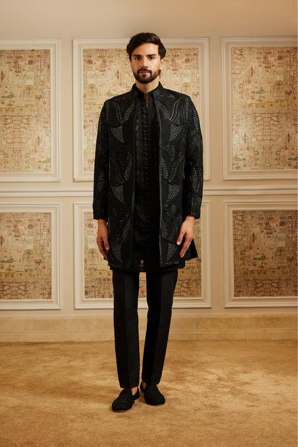 roqa Kavyan Black Bandhgala set