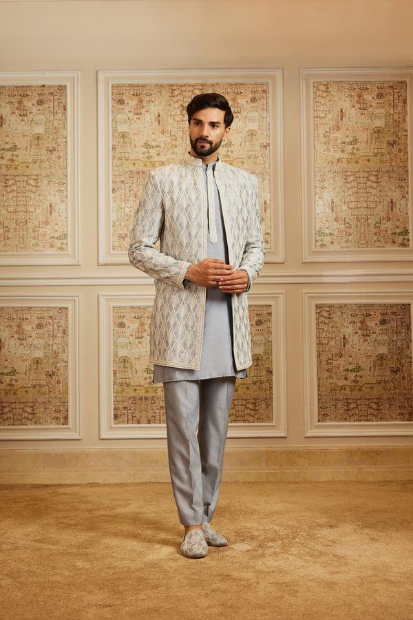 roqa Kourosh Blue bandhgala set