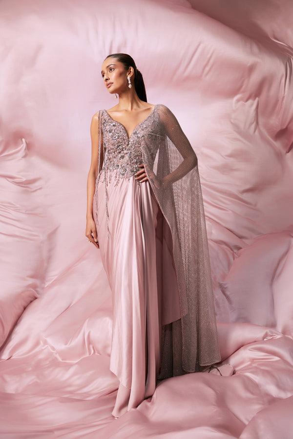 roqa Le Rose Drape Gown