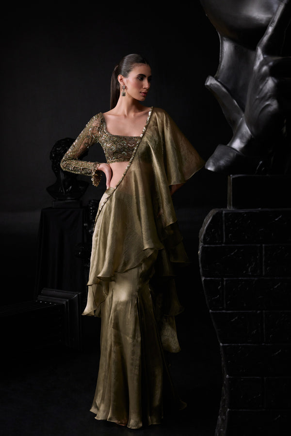 roqa Lumiere Stitched Saree