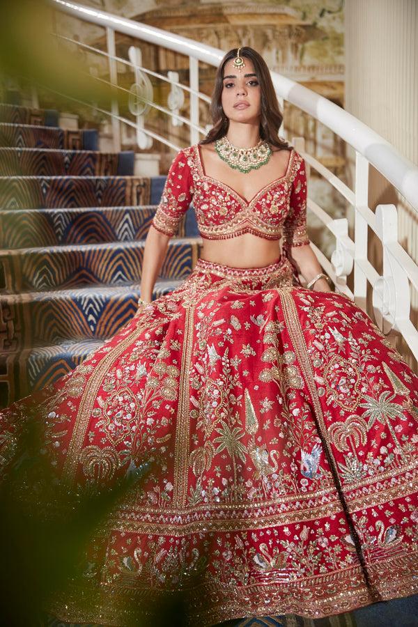 Roqa Maysa Maysa Red Lehenga Set
