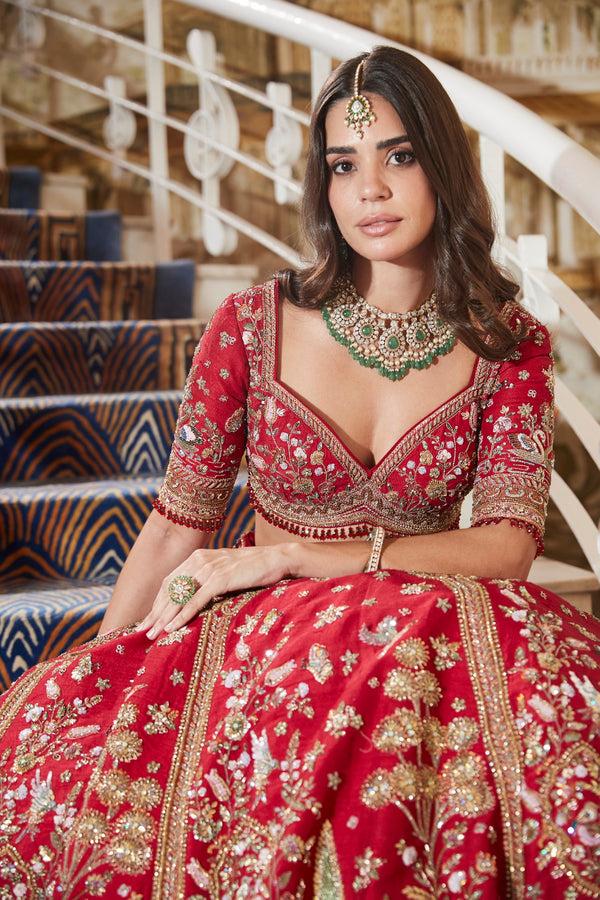 Roqa Maysa Maysa Red Lehenga Set