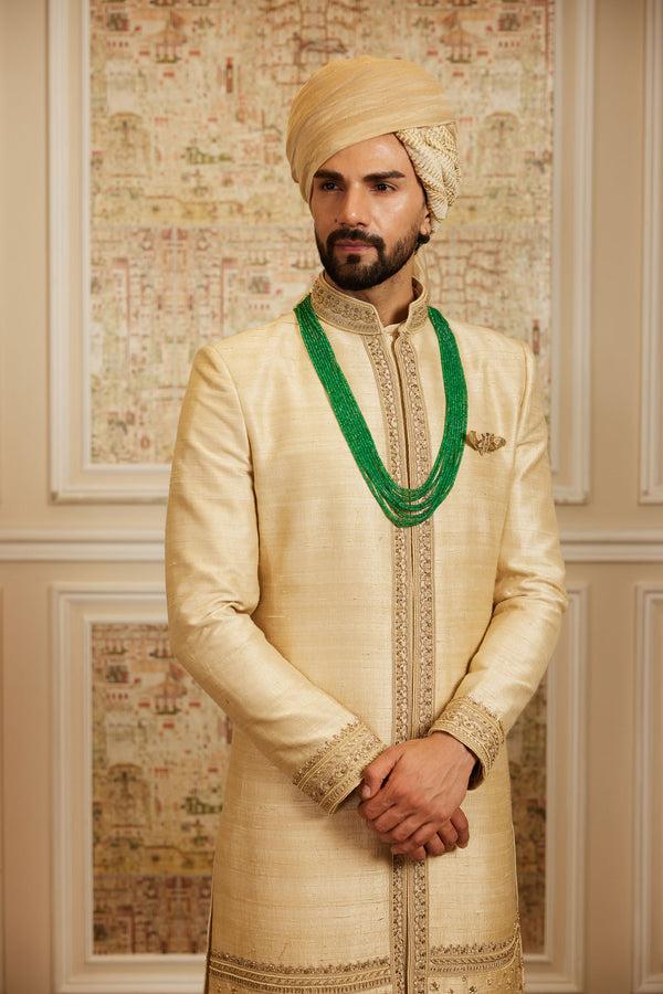 Roqa Meheram Gold Sherwani Set