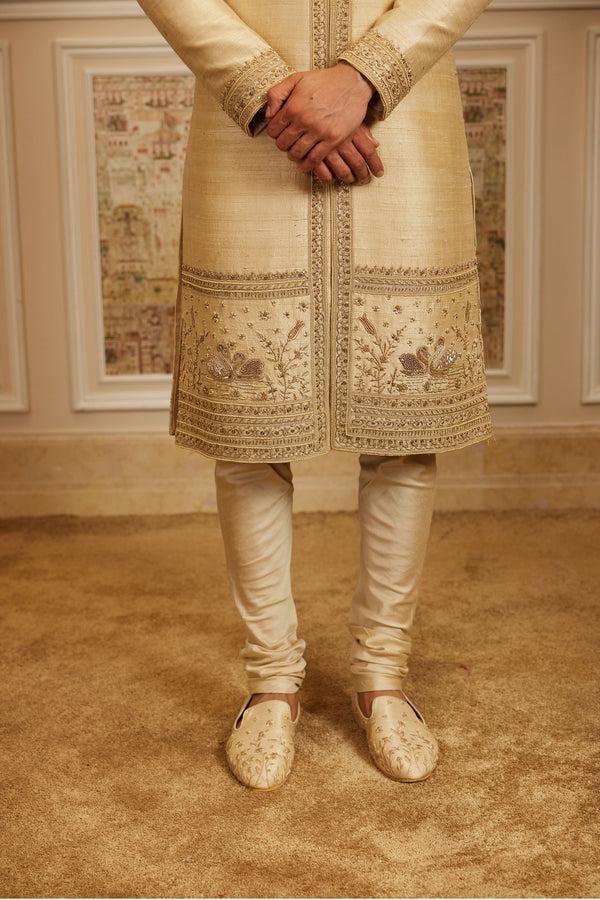 Roqa Meheram Gold Sherwani Set