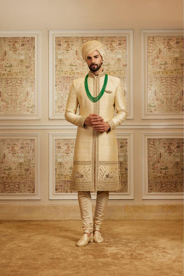 Roqa Meheram Gold Sherwani Set