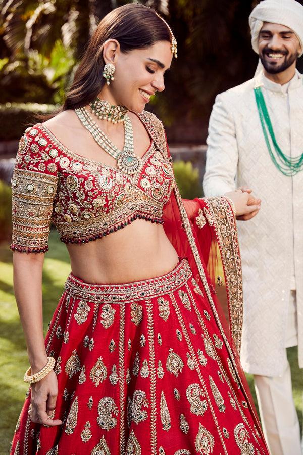 Roqa Naima Naima Red Lehenga Set