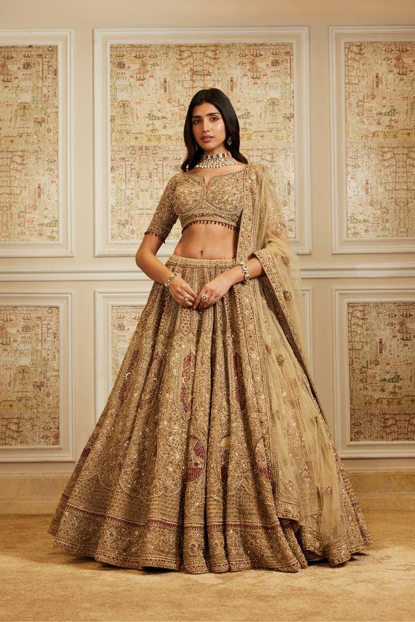 roqa Nazeera Nazeera Gold Lehenga set