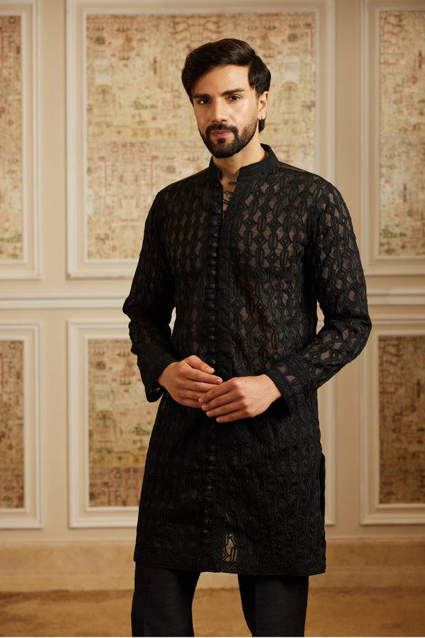 Roqa Rahi Black Kurta Set