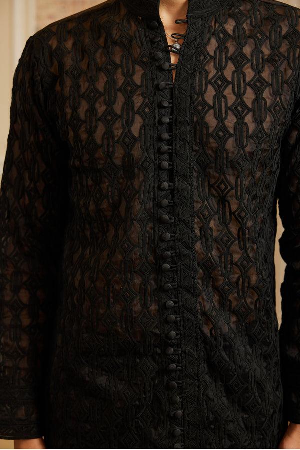 Roqa Rahi Black Kurta Set
