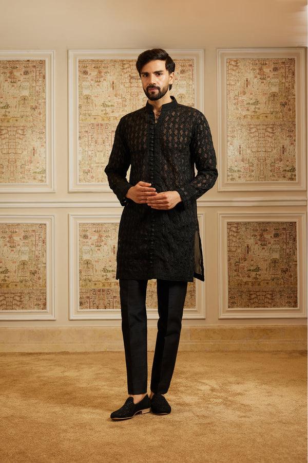 roqa Rahi Black kurta set
