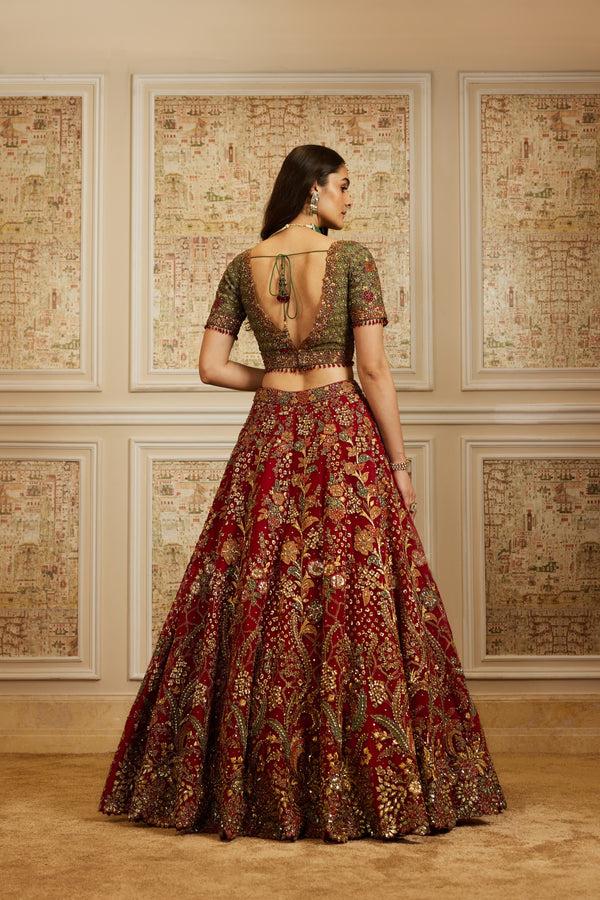 Roqa Rawdah Rawdah Red Lehenga Set