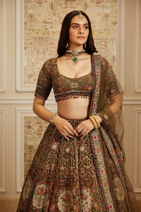 Roqa Reehana Reehana Olive Green Lehenga Set