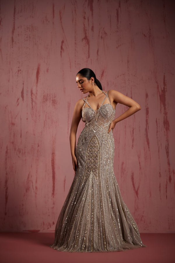 Roqa Sandrine Sandrine Silver Gown