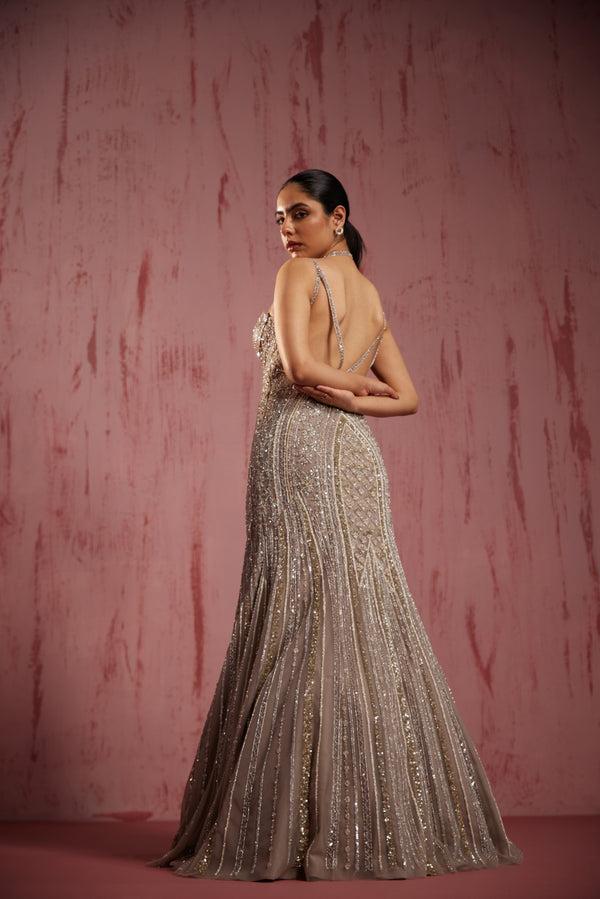 Roqa Sandrine Sandrine Silver Gown