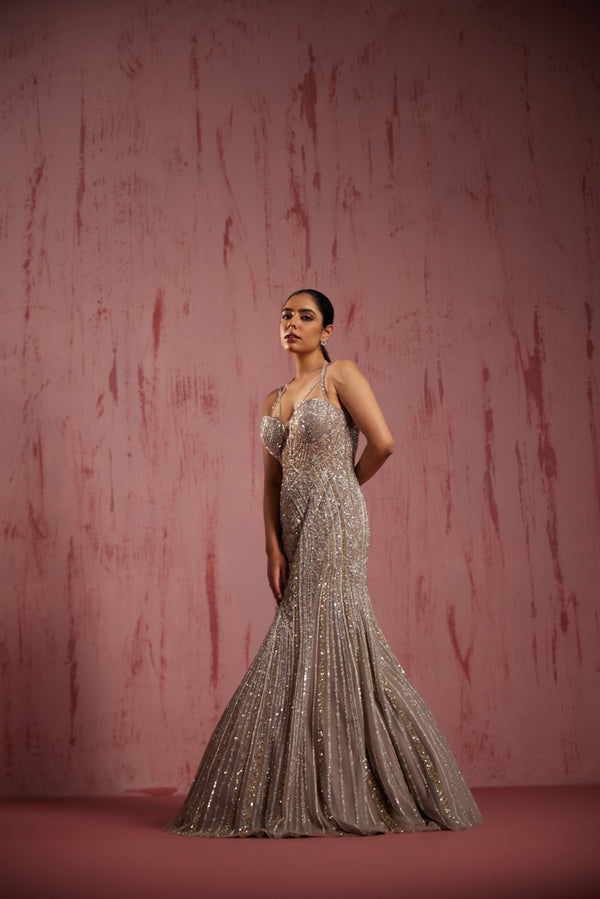 roqa Sandrine Sandrine Silver Gown