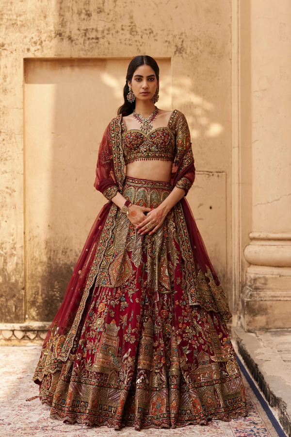roqa Scarlet Scarlet Lehenga set