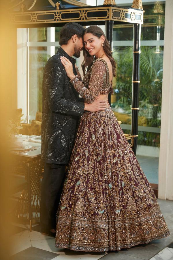 Roqa Shahira Shahira Plum Lehenga Set