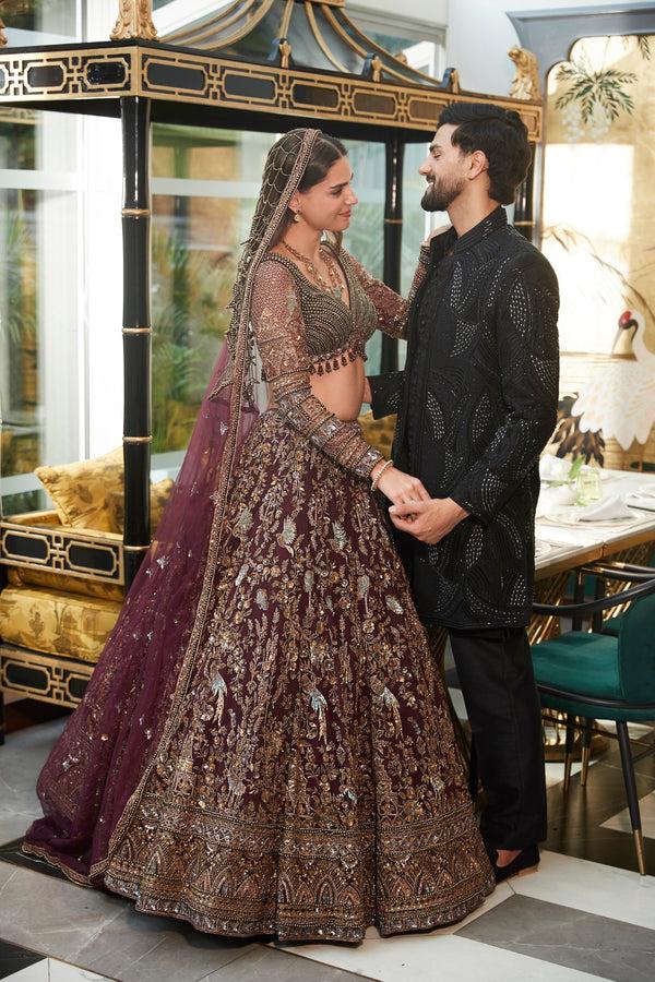 Roqa Shahira Shahira Plum Lehenga Set