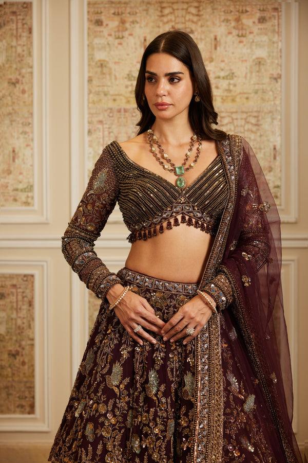 Roqa Shahira Shahira Plum Lehenga Set