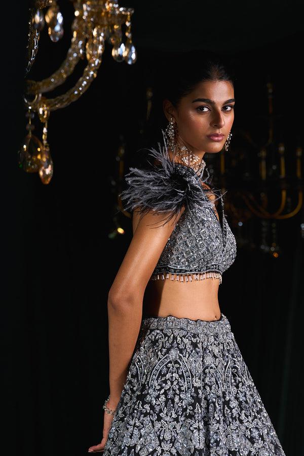 Roqa Siyah Siyah Lehenga Set