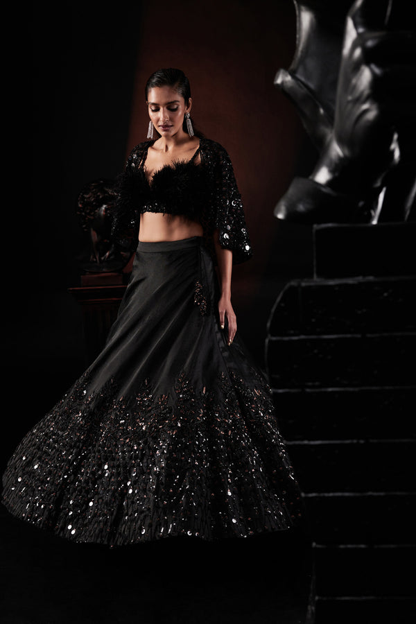 roqa Tresor Cape Lehenga Set