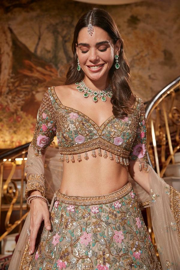 Roqa Yasira Yasira Gold Lehenga Set