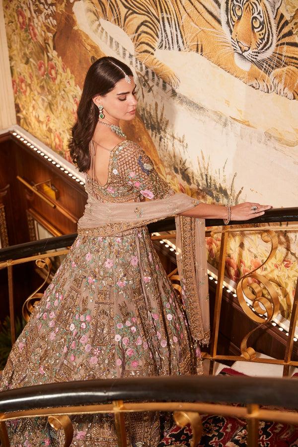 Roqa Yasira Yasira Gold Lehenga Set