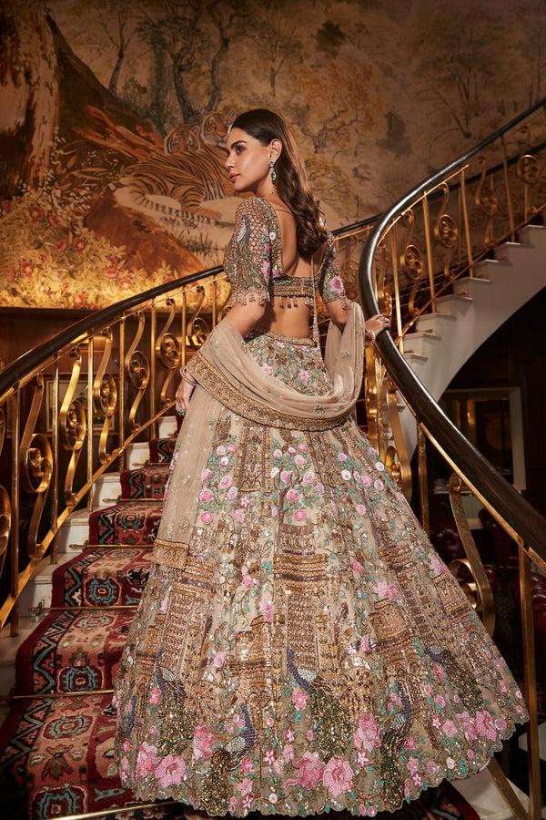 Roqa Yasira Yasira Gold Lehenga Set