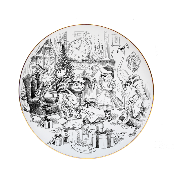 rory dobner Alice in Wonderland Christmas Scene Plate